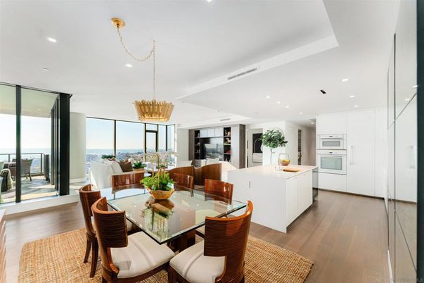 Dining room, Interior, Kitchen, Living room, Pendant Lights, Recessed Lighting, Water, Wood Texture Flooring