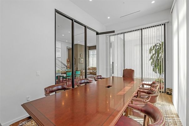 Dining room, Interior, Recessed Lighting, Wood Texture Flooring