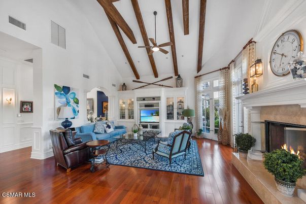 Fireplace, Interior, Living room, Wooden Beams, Wood Texture Flooring