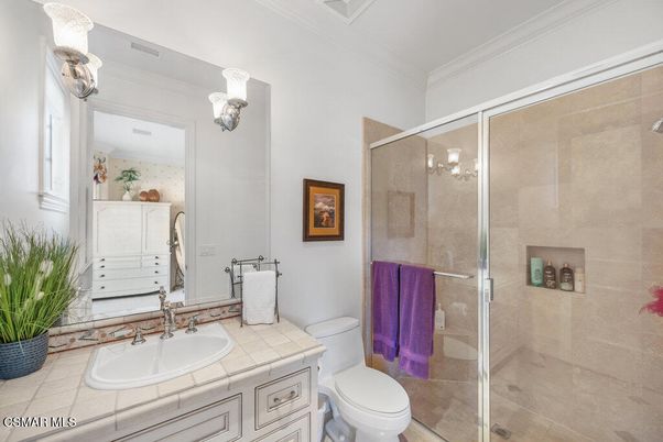 Bathroom, Glass Shower, Interior, Tile Countertops