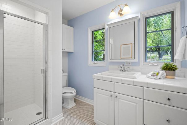 Bathroom, Glass Shower, Interior, Tile Countertops