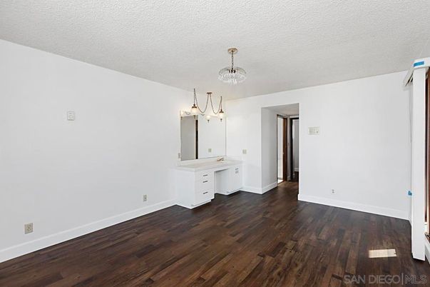 Bathroom, Chandelier, Empty room, Interior, Wood Texture Flooring