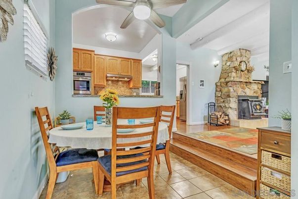 Dining room, Fireplace, Interior, Kitchen