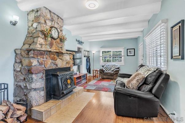 Fireplace, Interior, Living room, Stone Walls, Wood Texture Flooring