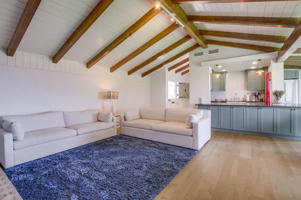 Interior, Kitchen, Living room, Recessed Lighting, Wooden Beams, Wood Texture Flooring