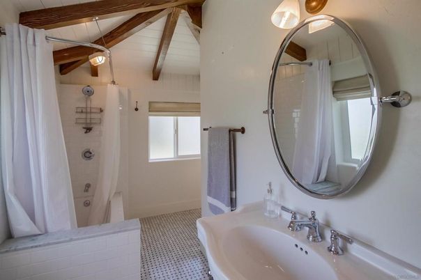 Bathroom, Glass Shower, Interior, Wooden Beams