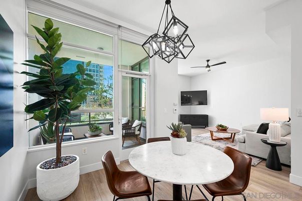 Dining room, Interior, Living room, Pendant Lights, Wood Texture Flooring