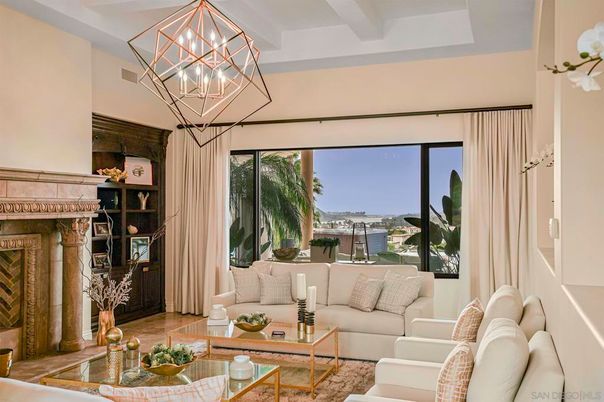 Chandelier, Fireplace, Interior, Living room, Pendant Lights, Water, Wood Texture Flooring