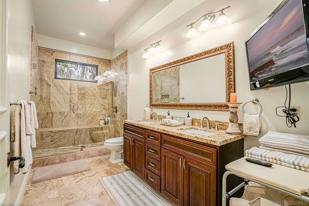 Bathroom, Dual Sink Vanities, Glass Shower, Interior, Recessed Lighting