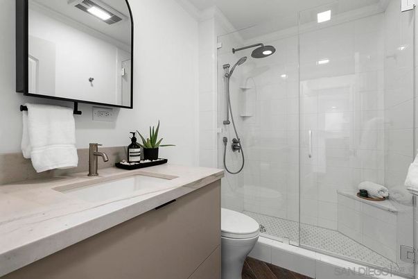 Bathroom, Glass Shower, Interior, Recessed Lighting