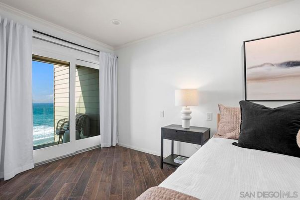 Bedroom, Interior, Recessed Lighting, Water, Wood Texture Flooring