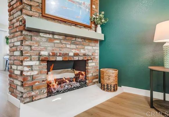 Fireplace, Interior, Stone Walls, Wood Texture Flooring