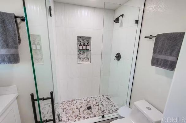 Bathroom, Glass Shower, Interior, Recessed Lighting