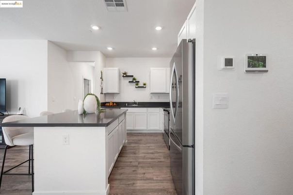 Interior, Kitchen, Recessed Lighting, Wood Texture Flooring