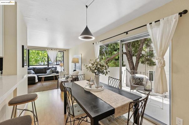 Dining room, Interior, Living room, Pendant Lights, Wood Texture Flooring