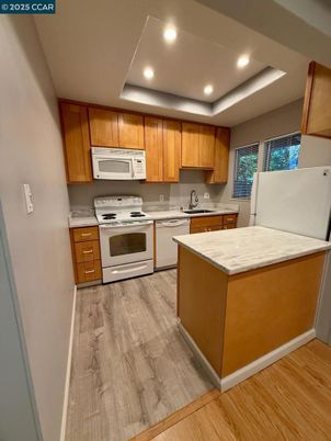 Interior, Kitchen, Recessed Lighting, Wood Texture Flooring