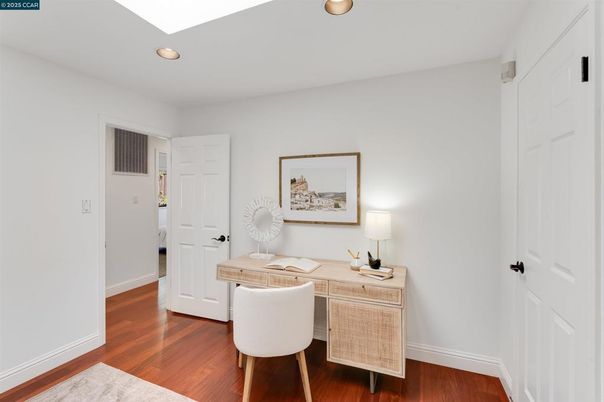 Home Office, Interior, Recessed Lighting, Wood Texture Flooring