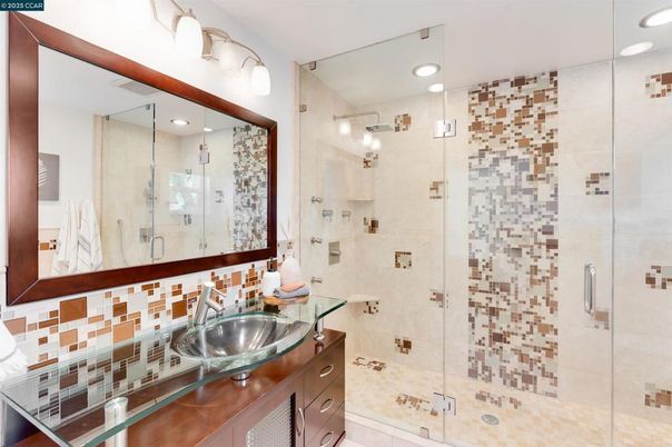 Bathroom, Glass Shower, Interior, Recessed Lighting