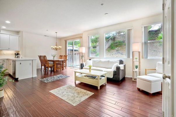 Chandelier, Dining room, Interior, Living room, Recessed Lighting, Wood Texture Flooring