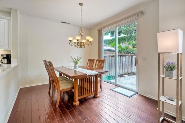 Chandelier, Dining room, Interior, Wood Texture Flooring
