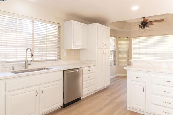 Interior, Kitchen, Recessed Lighting, Wood Texture Flooring