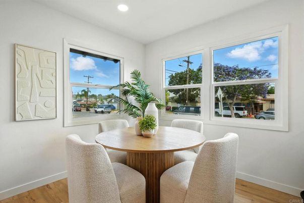 Dining room, Interior, Recessed Lighting, Wood Texture Flooring