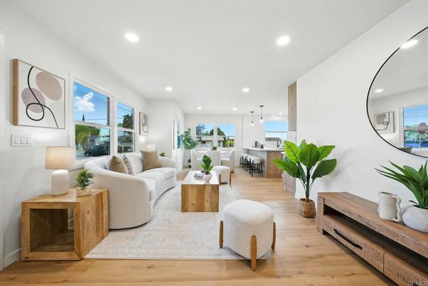 Interior, Living room, Pendant Lights, Recessed Lighting, Water, Wood Texture Flooring