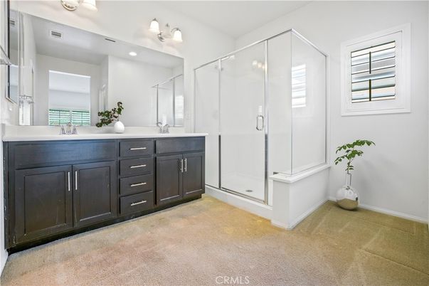 Bathroom, Dual Sink Vanities, Glass Shower, Interior, Recessed Lighting