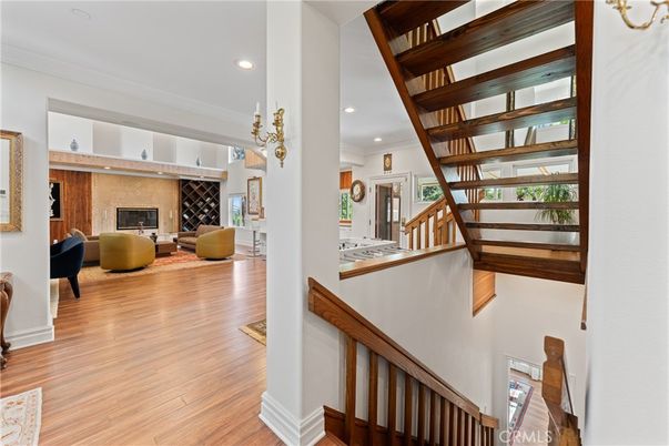 Fireplace, Interior, Living room, Pendant Lights, Recessed Lighting, Wood Texture Flooring