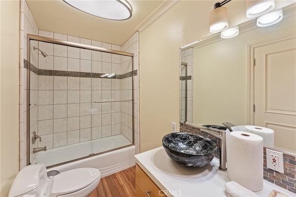 Bathroom, Glass Shower, Interior, Wood Texture Flooring
