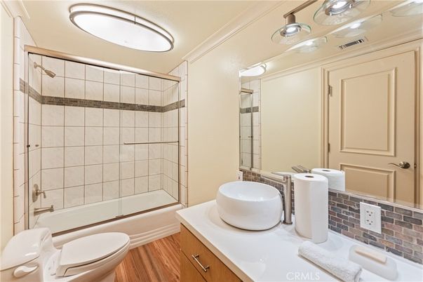Bathroom, Glass Shower, Interior, Wood Texture Flooring