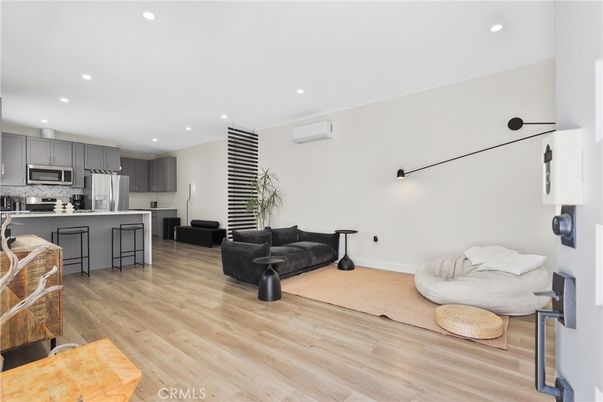 Interior, Kitchen, Living room, Recessed Lighting, Stainless Steel Appliances, Wood Texture Flooring