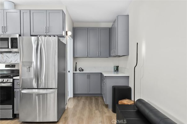 Interior, Kitchen, Stainless Steel Appliances, Wood Texture Flooring