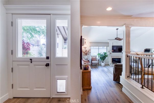 Fireplace, Interior, Recessed Lighting, Wood Texture Flooring