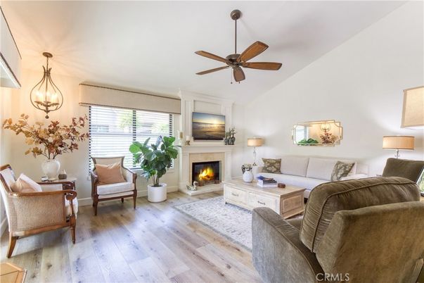 Fireplace, Interior, Living room, Pendant Lights, Wood Texture Flooring