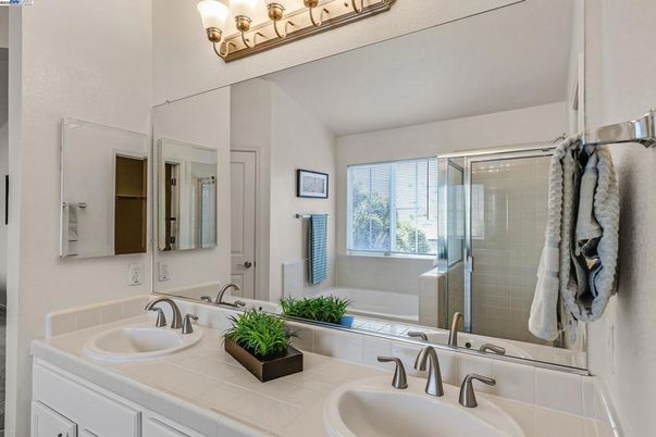 Bathroom, Dual Sink Vanities, Glass Shower, Interior, Tile Countertops