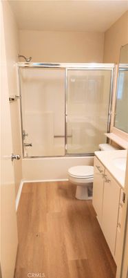 Bathroom, Glass Shower, Interior, Wood Texture Flooring