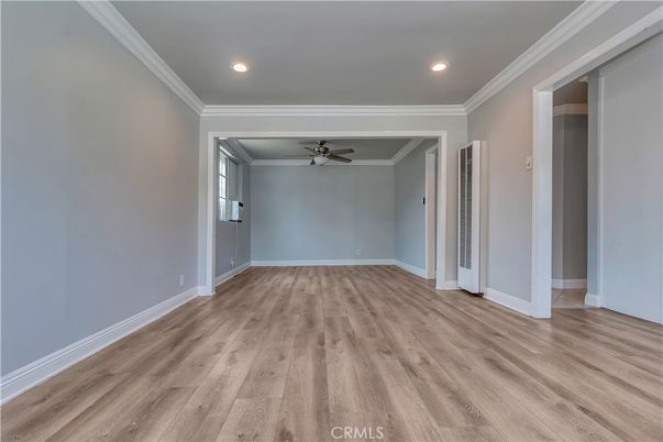 Empty room, Interior, Recessed Lighting, Wood Texture Flooring