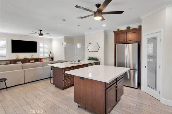 Interior, Kitchen, Living room, Pendant Lights, Recessed Lighting, Stainless Steel Appliances, Wood Texture Flooring