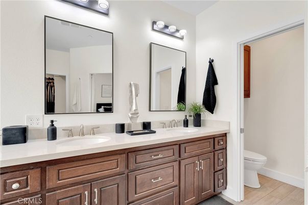 Bathroom, Dual Sink Vanities, Interior, Wood Texture Flooring