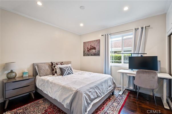 Bedroom, Home Office, Interior, Recessed Lighting, Wood Texture Flooring