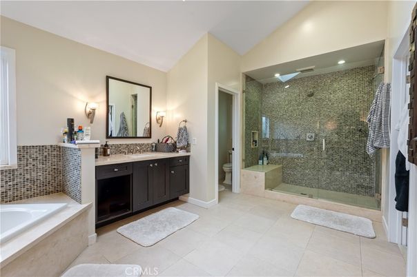 Bathroom, Dual Sink Vanities, Glass Shower, Interior, Recessed Lighting