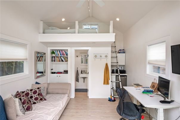 Home Office, Interior, Recessed Lighting, Wood Texture Flooring