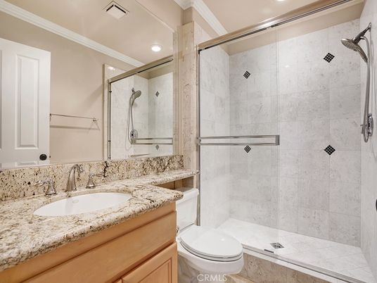 Bathroom, Glass Shower, Interior, Recessed Lighting