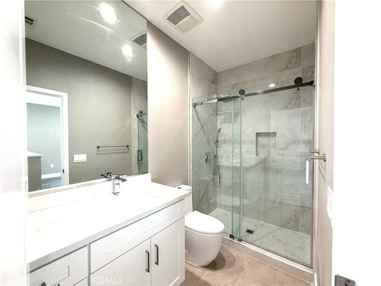 Bathroom, Glass Shower, Interior, Marble Walls, Recessed Lighting