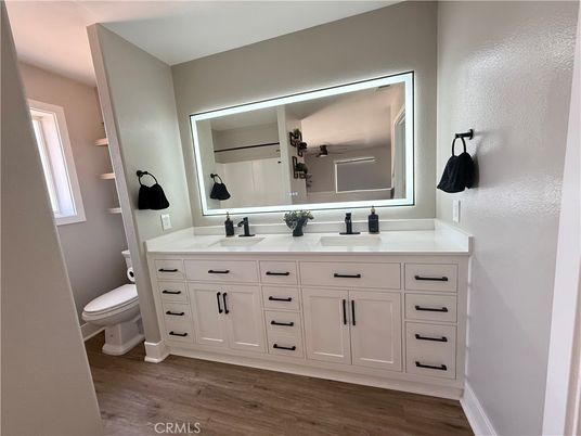 Bathroom, Dual Sink Vanities, Interior, Wood Texture Flooring