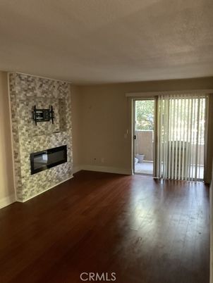Empty room, Fireplace, Interior, Stone Walls, Wood Texture Flooring