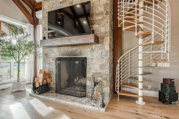 Fireplace, Interior, Stone Walls, Wood Texture Flooring