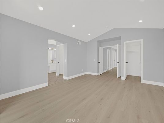 Bathroom, Empty room, Interior, Recessed Lighting, Wood Texture Flooring