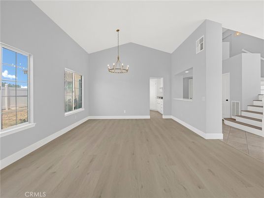 Chandelier, Empty room, Interior, Pendant Lights, Wood Texture Flooring